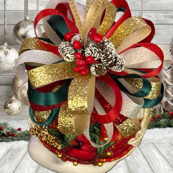 Christmas Tree Ornament, Cardinal Bird, Handmade Quilted Christmas Tree Ornament - Picture 4 of 16